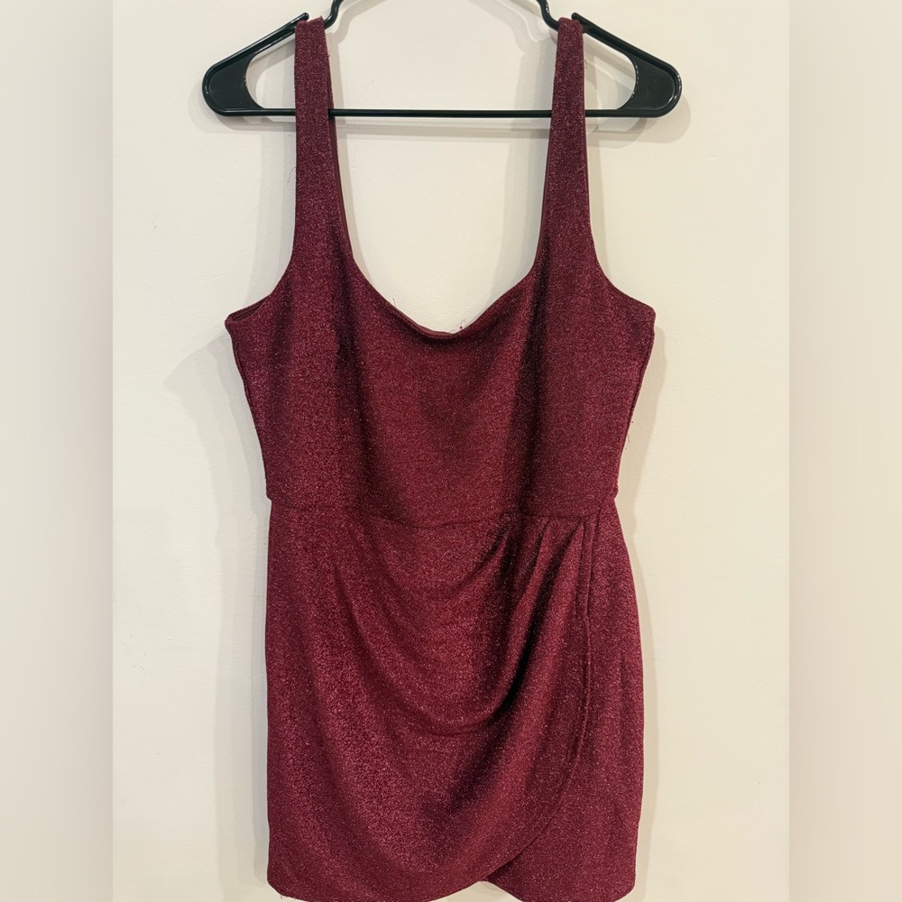 Mi Ami Burgundy Metallic Shimmer Party Dress Size L Holiday Cocktail